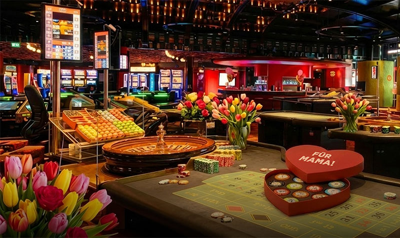 Casinos Austria Spielsaal dekoriert für Muttertag